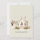 ライトグリーンホワイトチャーチ結婚ーズお祝い 招待状 (裏面)