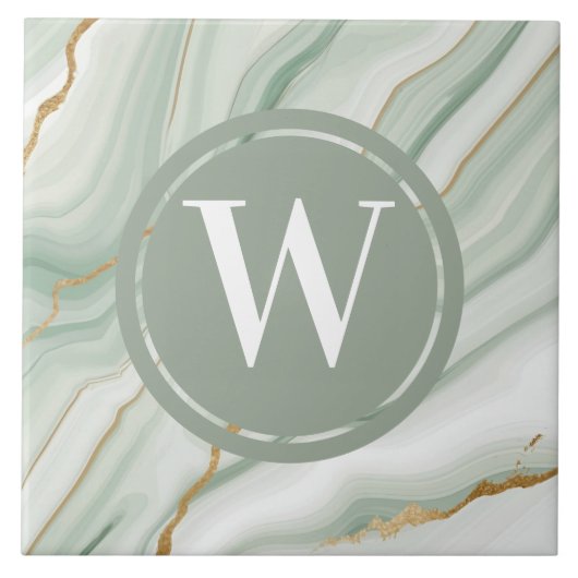 ライトグリーンマーブルタイルシーグリーンティール（緑がかった色）石 タイル (正面)