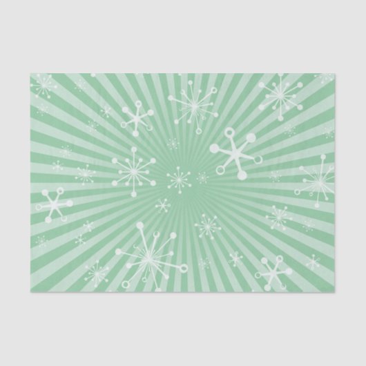 ライトグリーンモダンスノーフレークティッシュペーパー 薄葉紙 (正面)