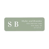 ライトグリーンモノグラムの結婚差出人住所 ラベル (正面)