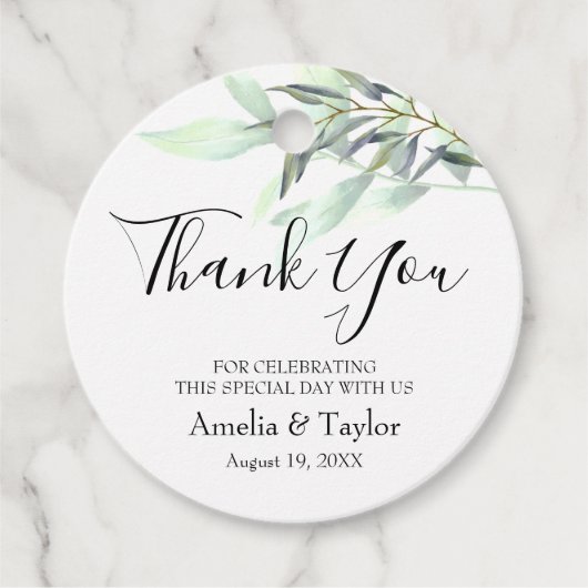 ライトグリーンユーカリ葉スラウンド フェイバータグ (正面)