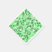 ライトグリーンラクロススティックのパターン スタンダードカクテルナプキン (角)