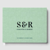 ライトグリーンリネン結婚ズモノグラム ゲストブック (正面)