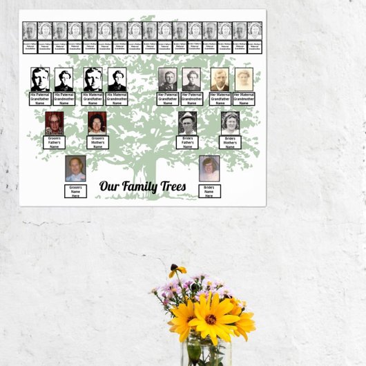 ライトグリーンリーファージツリースケッチ2つのファミリーツリー ポスター