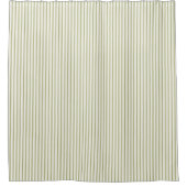 ライトグリーンヴィンテージチキングストライプファームハウス シャワーカーテン (正面)