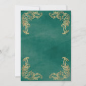ライトグリーンヴィンテージ金ゴールドコーナーイスラーム結婚ズ 招待状 (裏面)