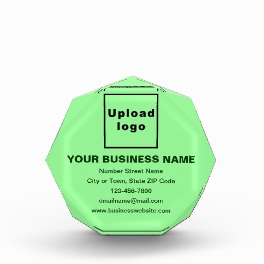 ライトグリーン八角形のビジネスブランド フォトブロック (正面)