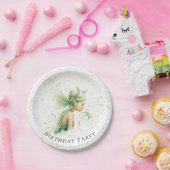 ライトグリーン妖精アルコールインクガールバースデーパーティー ペーパープレート (パーティー)