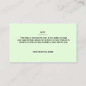 ライトグリーン淡い色のドクターアポイントメントリマインダーカード 名刺 (裏面)