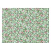 ライトグリーン淡い色の&ピンク牡丹バラフローラ結婚ズ テーブルクロス (正面(横))