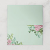 ライトグリーン淡い色の&ピンク牡丹バラフローラ結婚ズ プレイスカード (外部開封)