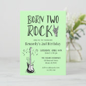 ライトグリーン生まれ2ロックギター2nd誕生日 招待状 (スタンド正面)