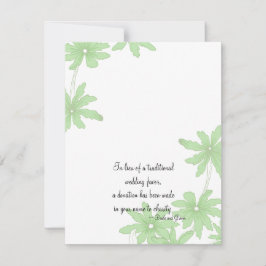 ライトグリーン結婚デイジーチャリティー特典カード 招待状