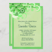 ライトグリーン結婚フローラブライダルシャワー招待状 招待状 (正面/裏面)