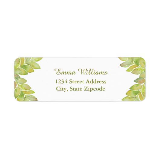 ライトグリーン葉自然住所 シール (正面)