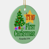 ライトグリーン(ツリーベビーの初めてのクリスマスオーナメント) セラミックオーナメント (右)