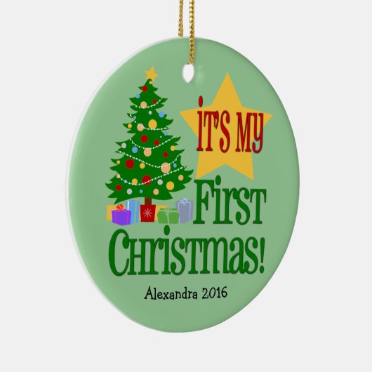 ライトグリーン(ツリーベビーの初めてのクリスマスオーナメント) セラミックオーナメント (右)