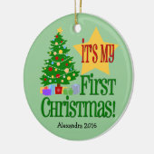 ライトグリーン(ツリーベビーの初めてのクリスマスオーナメント) セラミックオーナメント (左)