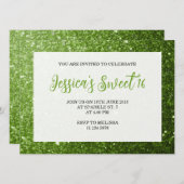 ライトグリーンSweet 16スクリプエレガントト 招待状 (正面/裏面)