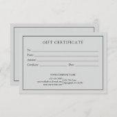 ライトグレイエレガントビジネスギフト証明書のロゴ (正面/裏面)