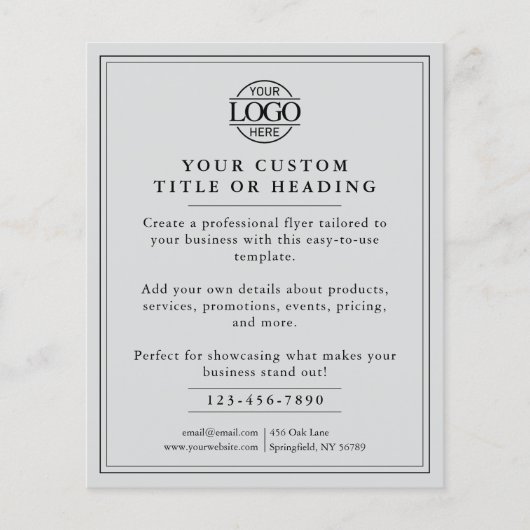 ライトグレイエレガントビジネスロゴのプロモーション チラシ (正面)