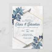 ライトグレイシッシュオレンジエステティック結婚式招待状 招待状 (正面/裏面)