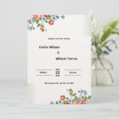 ライトグレイッシュオレンジとダークイエローの水彩花 招待状 (スタンド正面)