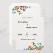 ライトグレイッシュオレンジとダークイエローの水彩花 招待状 (正面/裏面)