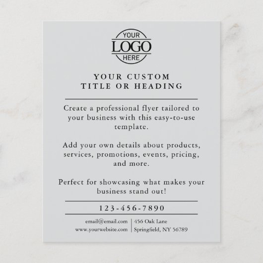 ライトグレイモダンビジネスロゴのプロモーション チラシ (裏面)