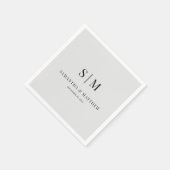 ライトグレシンプルーエレガントイニシャル結婚ズ スタンダードカクテルナプキン (角)