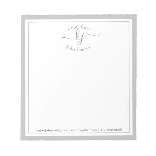 ライトグレパーソナライズされたー |メモ帳から ノートパッド (正面)