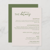 ライトグレモダンー&オリーブグリーン結婚ズ詳細 エンクロージャーカード (正面/裏面)