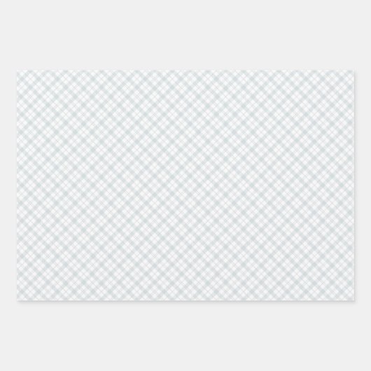 ライトグレーおよびホワイトプレイドラッピング紙シート ラッピングペーパーシート (正面2)