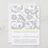 ライトグレーとイエローダマスクウェディング招待状 招待状 (正面)