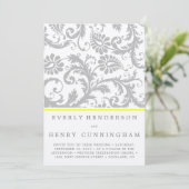 ライトグレーとイエローダマスクウェディング招待状 招待状 (スタンド正面)