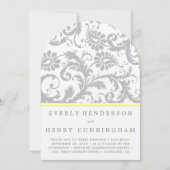 ライトグレーとイエローダマスクウェディング招待状 招待状 (正面)