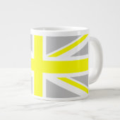 ライトグレーとイエローユニオンジャック ジャンボコーヒーマグカップ (正面右)