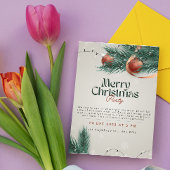 ライトグレーとグリーンのクリスマスパーティー招待状 シーズンカード