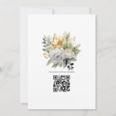 ライトグレーとグリーンのフェイクフォイルゴールドの結婚式 招待状 (裏面)