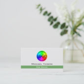 ライトグレーとグリーンシックとロゴプロフェッショナル 名刺 (スタンド正面)