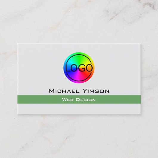 ライトグレーとグリーンシックとロゴプロフェッショナル 名刺 (正面)