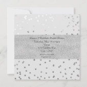 ライトグレーとシルバーシャイニー紙吹雪ドットモダン 招待状 (裏面)