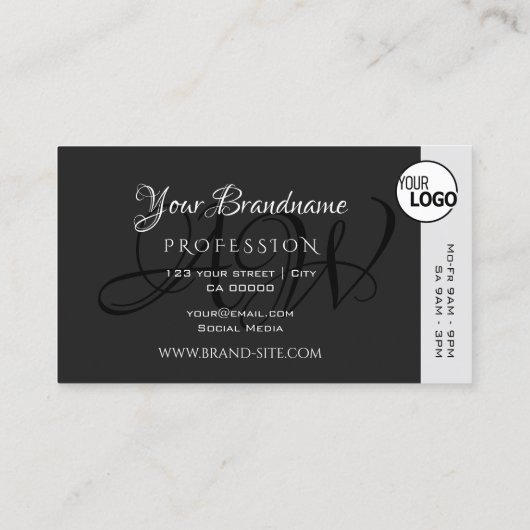 ライトグレーとダークグレーのシックカラフルなストライプロゴを追加 名刺 (裏面)