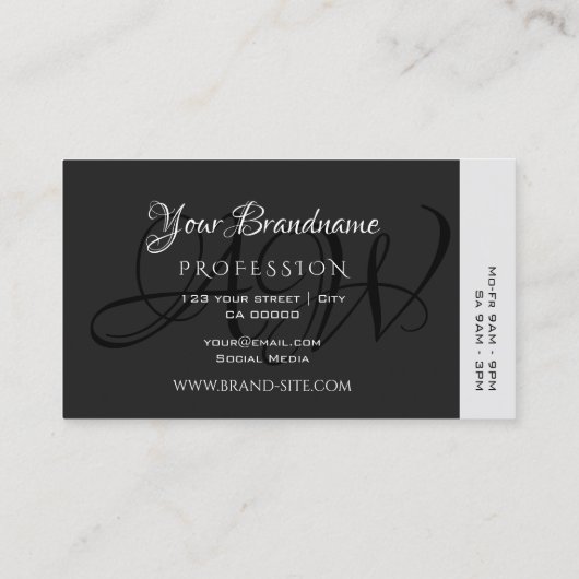 ライトグレーとダークグレーシックカラフルストライプモノグラム 名刺 (裏面)