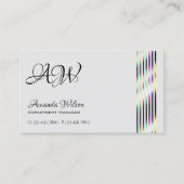 ライトグレーとダークグレーシックカラフルストライプモノグラム 名刺 (正面)