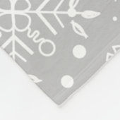 ライトグレーとホワイトクリスマススノーフレーク フリースブランケット (角)