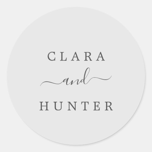 ライトグレーと結婚木炭の封筒用シール ラウンドシール (正面)