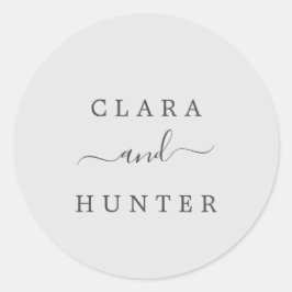 ライトグレーと結婚木炭の封筒用シール ラウンドシール