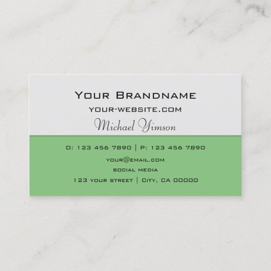 ライトグレーと緑とモノグラムプロフェッショナル 名刺 (裏面)