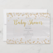 ライトグレーと金ゴールド散布ベビーシャワー招待状 招待状 (正面)